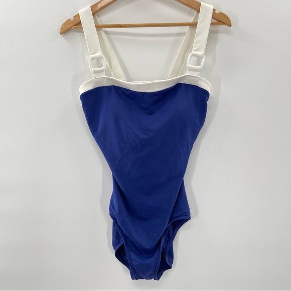 INC Royal Blue and White Retro Style Swimsuit Size 10 NWOT - Picture 1 of 8
